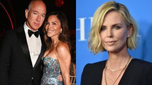 Jeff Bezos, Lauren Sanchez and Charlize Theron