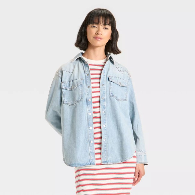 Universal Thread Long Sleeve Star Embroidered Western Shirt