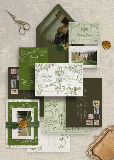 Vintage Pride & Prejudice Garden Wedding Invitation Suite