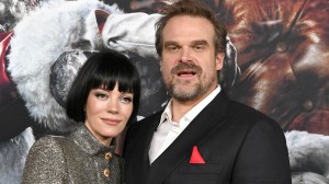 HOLLYWOOD, CALIFORNIA - NOVEMBER 29: (L-R) Lily Allen and David Harbour attend the premiere of Universal Pictures' "Violent Night" at TCL Chinese Theatre on November 29, 2022 in Hollywood, California. (Photo by Rodin Eckenroth/FilmMagic)