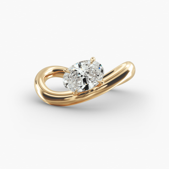 James Allen Sculptural Waves Diamond Solitaire Engagement Ring in 14K Yellow Gold with Claw Prong Set Diamond (2.4mm)