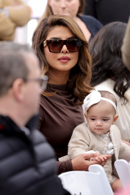 HOLLYWOOD, CALIFORNIA - JANUARY 30: Priyanka Chopra and Malti Marie Chopra Jonas attend The Hollywood Walk of Fame star ceremony honoring The Jonas Brothers on January 30, 2023 in Hollywood, California.