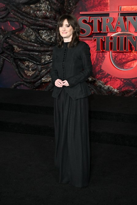 Winona Ryder at the "Stranger Things" Season 5 World Premiere held at the TCL Chinese Theatre on November 06, 2025 in Los Angeles, California.