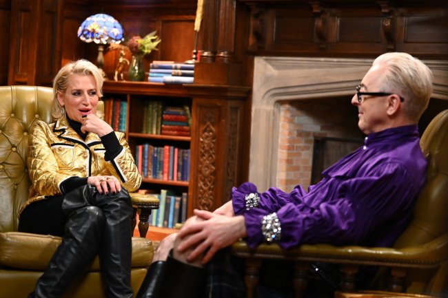 THE TRAITORS -- "Let the Cards Fall as they Will" Episode 401 -- Pictured: (l-r) Dorinda Medley, Alan Cumming